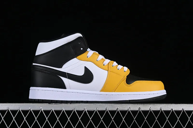 All categories Air Jordan Jordan series basketball shoes Air Jordan 1 Mid Air Jordan 1 Mid AJ1 Joe 1 white black yellow Chinese culture and leisure sneakers DQ8426-701